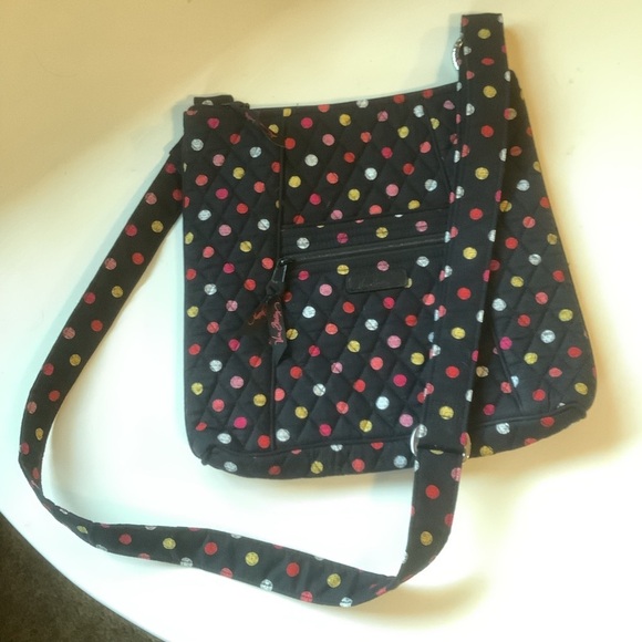 Vera Bradley Quilted Tote Bag Black Multicolor Polka Dots – Like New - Picture 4 of 10